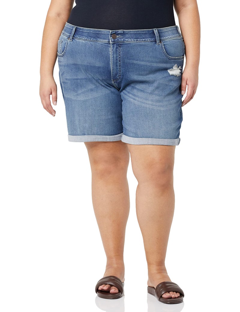 Riders by Lee Indigo womens Modern Collection 8" Double Rolled Cuff Denim Shorts, Riverton, 16 US - Image 1
